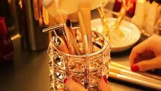 Copper Glass Brush Holder / Cosmetics Makeup Storage Case / Crystal Clear Stand Box