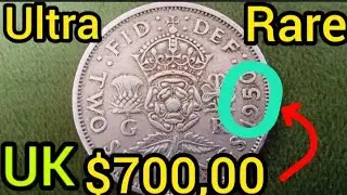 Ultra Rare UK $700,00 One shilling 1950 G : B R : OMN : REX  Look for This !