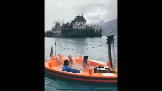 This is Switzerland, baby! 🇨🇭jacuzzi boat ride in wintery switzerland?📍setwald, Lake Brienz