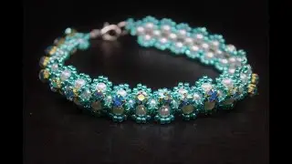 Turquoise Pearl and Rhinestone Bracelet