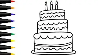 How to Draw a Cake 🎂 Simple Cake Drawing Easy & Cute | Birthday Cake Drawing Step by Step Tutorial 