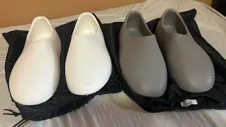 Yeezy SL-01 slides first delivery gray & white color