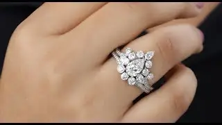 Pear Cut Halo Bridal Wedding Ring Set #weddingring #labgrowndiamond @ourosjewels