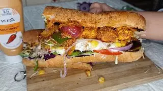 Quick Paneer Tikka foot long bread  😋🥖