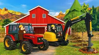 Hardworking Farmer 🚧🌳 | Road Repair & City Tree Planting | Real Farm Animation