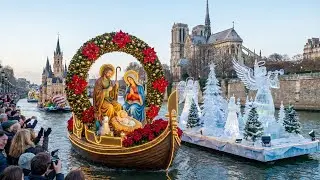 World&rsquo;s Most Magical River Parade! 🎄 Giant Nativity & Santa Floats in Paris (4K)