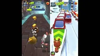 Talking Tom Gold Run- Reverse Ginger & Tom Running Challenge (Reindeer Ginger VS Smart Penguin Tom)
