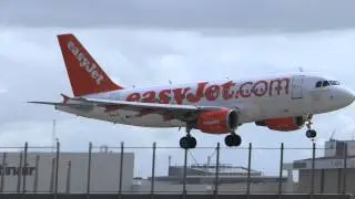 G-EZIL Easyjet Airbus A319 Landing at Amsterdam Schipol Airport