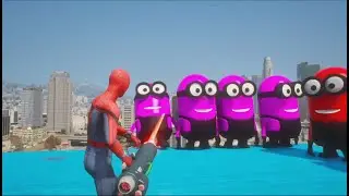 GTA 5 | Crazy Ragdoll - Spiderman On Rainbow Bridge With Minions (Funny Fails Compilations) 2