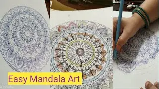 Easy Mandala Art! My first mandala art! artvlog! step by step easy Mandala drawing!