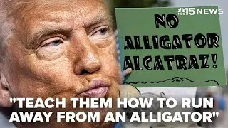 Trump tours 'Alligator Alcatraz' immigration center with gator guards opens in Florida
