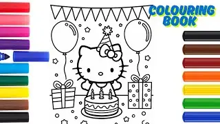 How to draw a cute Hello Kitty birthday party / drawing for kids / @cuteedraw #cuteedraw #hellokitty