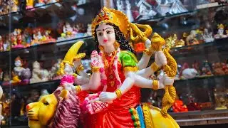 Marble Finish Goddess Maa Durga Devi Idol Statue Sherawali MATA Rani Spiritual Puja Vastu Showpiece.