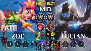 SB FATE Zoe vs Lucian Mid - KR Patch 10.24