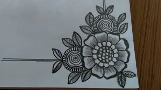 Easy and Simple Border Design for Project | Easy corner Flower Drawing Tutorial For Beginners Simple