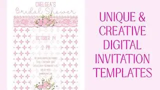 Pink bridal shower invitation template, bridal shower invitation, floral bridal shower invitation