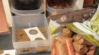 Live search of Customer wrapped pennies and a half dollars!! + bonus top wheat cents ￼
