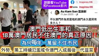 澳門低出生率和18萬澳門居民不住澳門的真正原因‼️為何每年一萬留不住市民⁉️外勞、黑工持續氾濫或令澳門人成最後一代韮菜