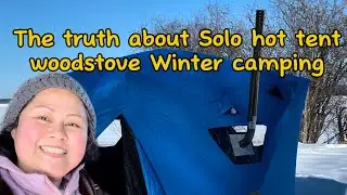 My version of hot tent woodstove winter crown land camping in a -17&deg;c weather in Alberta