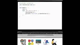 #cprogramming  Function Code to print factorial of numbers 1 - 10 #programming #education #shorts