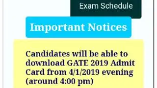 GATE 2019 ADMIT CARD