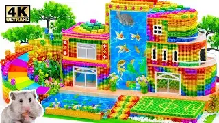 How To Build Miniature Mansion Has Highest Fish Tank, Swimming Pool And Soccer Field From LEGO