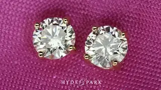 Four Claw Diamond Stud Earrings - Yellow Gold