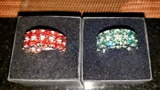 Harlembling fully iced 🧊 out hip hop Red Moissanite ring w/ Greenish Blue ring flash 🌟 test review