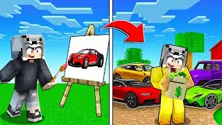 ÇİZDİĞİM HER ARABA GERÇEK OLUYOR 😱 - Minecraft