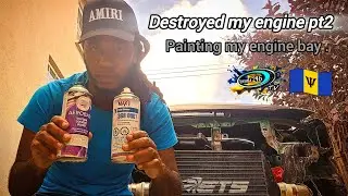 Part 2 Turbo engine destroyed painting my Mitsubishi lancer my engine bay 🇧🇧