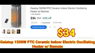 2026-01-29 Gaiatop 1500W PTC Ceramic Indoor Electric Oscillating Heater w Remote