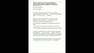 BLET State Exam Solved Papers  Questions with Complete Solutions