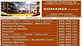 Jobs In Romania 🇧🇬 2021 &brvbar;&brvbar; Salary In US $ Dollar &brvbar;&brvbar; Telephonic Interview &brvbar;&brvbar; Gulf Job Solution