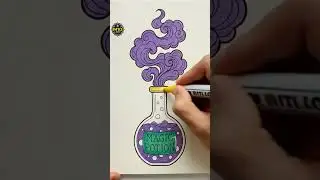 ASMR Coloring | Magic Potion Bottle with Pink Smoke 🧪💗✨ (No Talking)