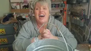 Using Paint to get an Old Rusted Aged Look on a Galvanized Bucket.