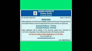 Kerala State jobs - Kannur university