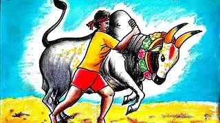 How to draw Jallikattu - Pongal festival Jallikattu Drawing  | Drawing Master Vishuram