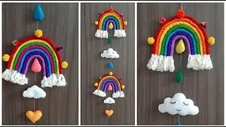 DIY Easy Rainbow Wall Hanging | Rope And Yarn Rainbow Wall Hanging Tutorial | Wall Decor