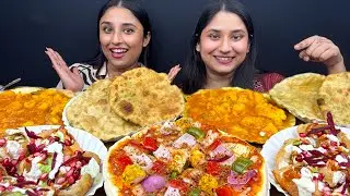 Eating Challenge Tasty Pizza, Matar Puri with Sabji,Dahi Puri | Food Challenge 