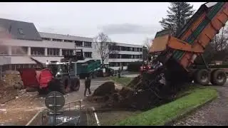French farmers throws manure at government buildings to protest high taxes in the farming sector.