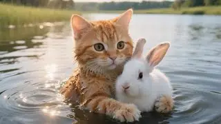 A Bunny Was Drowning... Then a Hero Cat Appeared