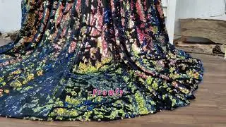 Sparkly Galaxy Sequin on Black Mesh Mermaid Prom Dress 17890