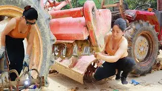 Mechanic girl, Genius Girl successful repairs and restores Tractor, Blacksmith Girl