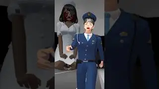 Terrified police pass in front of spooky ghost #sakuraschoolsimulator