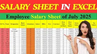 Professional Salary Sheet Create in Excel | Salary Sheet in Excel | Data Entry in Office