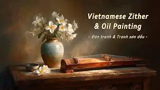 Vietnames zither and oil painting| Đàn tranh & Tranh sơn dầu