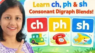 Consonant Digraph Adventure! ✨ CH, SH & PH Words for Kids 🐔🦈📱&rdquo;