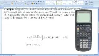 Computing the Value of a Deferred Annuity (Retirement)