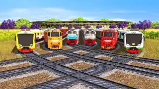 6 DIESEL TRAINS CRAZY CROSSING ON RISKY SHARP BEND RAILROAD TRACK #1 | Trainz Simulator 2019
