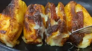 Deliciosos maduros asados con queso y bocadillo en air fryer